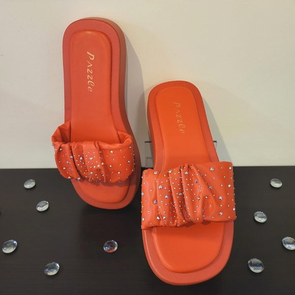 Pazzle Orange Bling Sandals - Picture 2 of 4